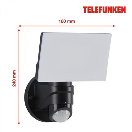 Telefunken 304305TF - Iluminação de parede exterior LED com sensor LED/24W/230V IP44 preto