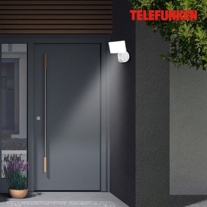 Telefunken 304306TF - Iluminação de parede exterior LED com sensor LED/16W/230V IP44 branco