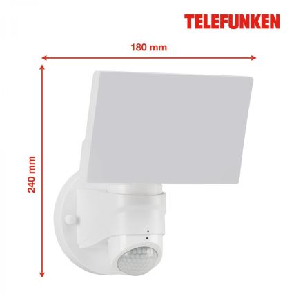 Telefunken 304306TF - Iluminação de parede exterior LED com sensor LED/16W/230V IP44 branco