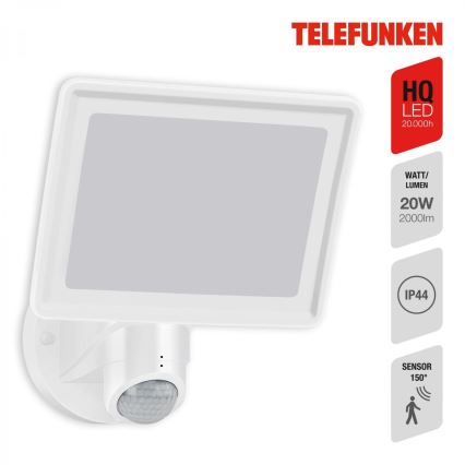 Telefunken 304406TF - Refletor de parede LED para exterior com sensor LED/20W/230V IP44