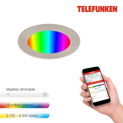 Telefunken 309302TF - Foco de encastrar LED RGBW para casa de banho com regulação LED/6W/230V 2700-6500K IP23 Wi-Fi Tuya