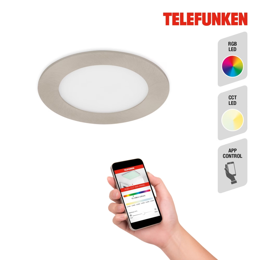Telefunken 309302TF - Foco de encastrar LED RGBW para casa de banho com regulação LED/6W/230V 2700-6500K IP23 Wi-Fi Tuya