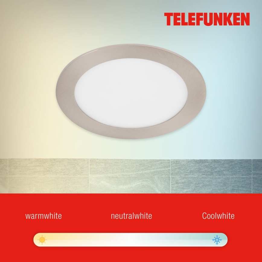 Telefunken 309402TF - Foco de encastrar LED RGBW para casa de banho com regulação LED/12W/230V 2700-6500K IP23 Wi-Fi Tuya