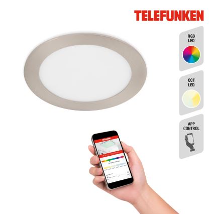 Telefunken 309402TF - Foco de encastrar LED RGBW para casa de banho com regulação LED/12W/230V 2700-6500K IP23 Wi-Fi Tuya