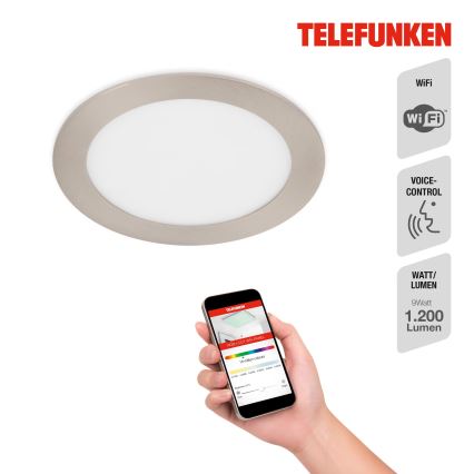Telefunken 309402TF - Foco de encastrar LED RGBW para casa de banho com regulação LED/12W/230V 2700-6500K IP23 Wi-Fi Tuya