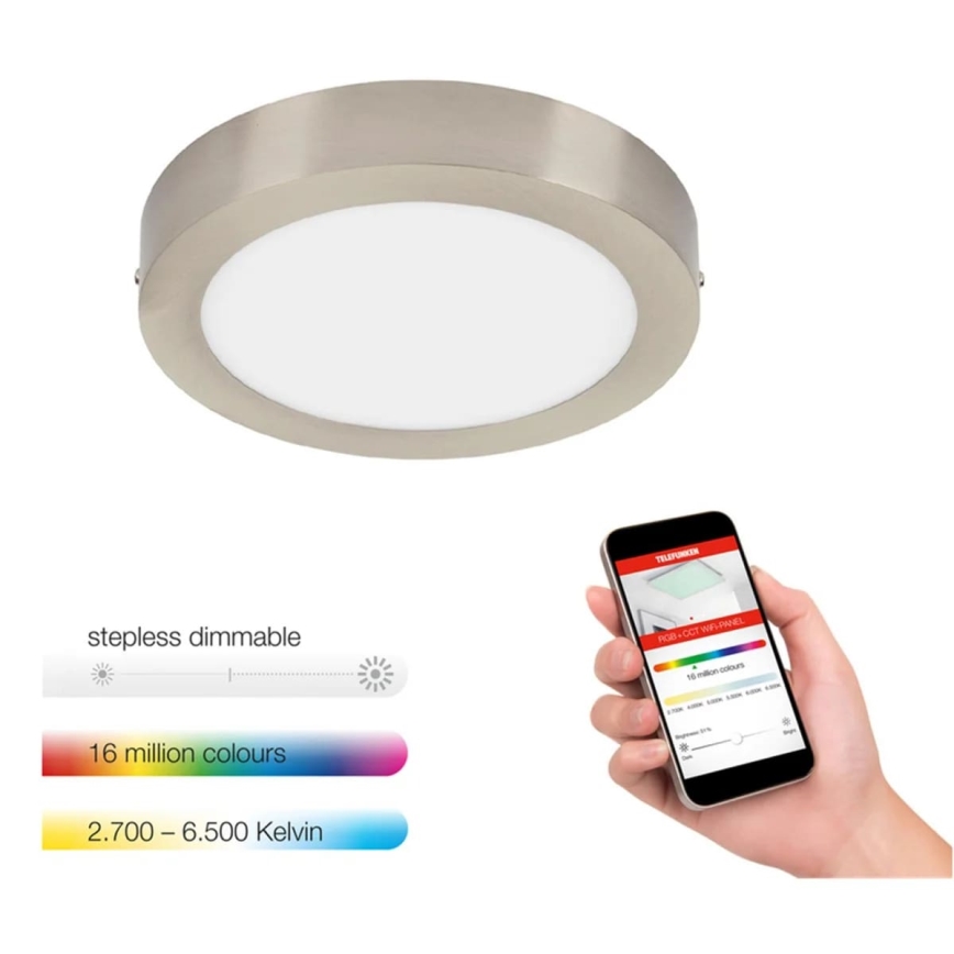 Telefunken 309502TF - Luminária de teto LED RGBW regulável LED/18W/230V 2700-6500K Wi-Fi Tuya