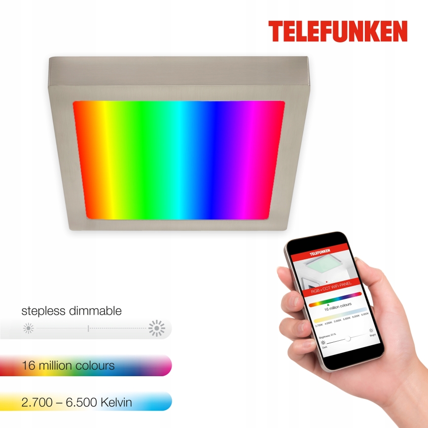 Telefunken 309602TF -Iluminação de teto  LED RGBW LED/18W/230V 2700-6500K WiFi