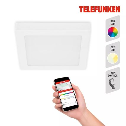 Telefunken 309706TF - Iluminação de teto LED RGB com regulação LED/23W/230V 2700-6500K Wi-Fi Tuya branco