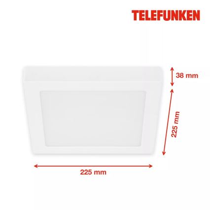 Telefunken 309706TF - Iluminação de teto LED RGB com regulação LED/23W/230V 2700-6500K Wi-Fi Tuya branco