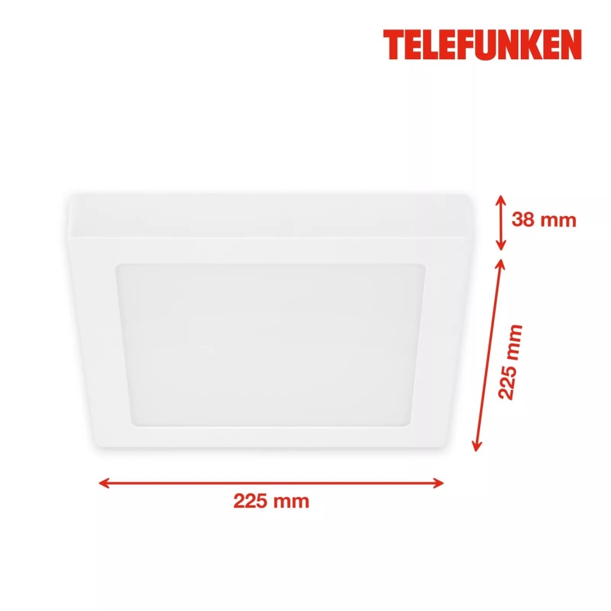 Telefunken 309706TF - Iluminação de teto LED RGB com regulação LED/23W/230V 2700-6500K Wi-Fi Tuya branco