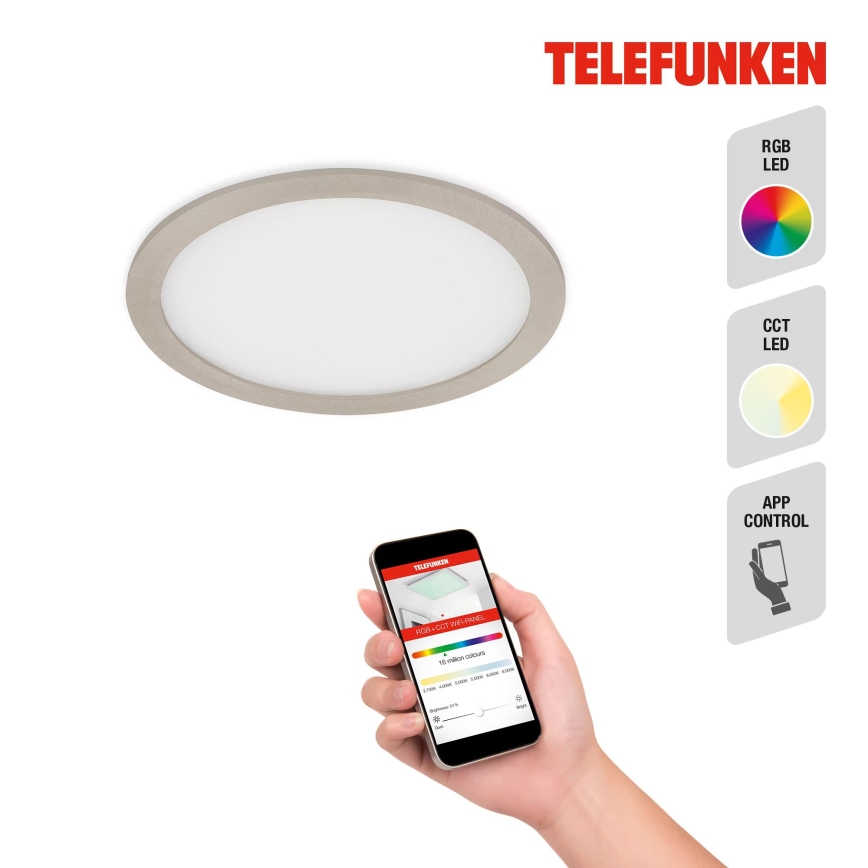 Telefunken 310102TF - Foco de encastrar LED RGBW para casa de banho com regulação LED/18W/230V 2700-6500K IP23 Wi-Fi Tuya