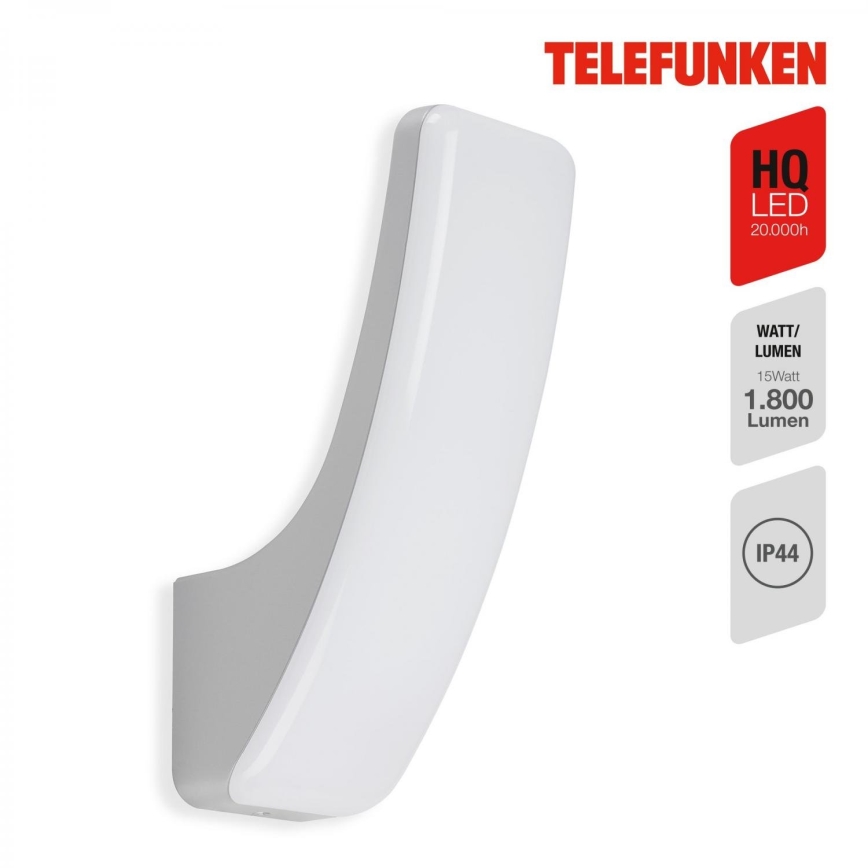 Telefunken 311604TF - Iluminação de parede exterior LED LED/15W/230V IP44 prateado