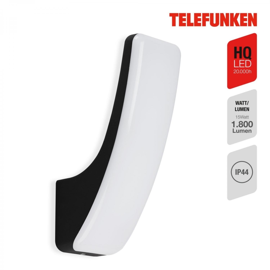 Telefunken 311605TF - Iluminação de parede exterior LED LED/15W/230V IP44 preto