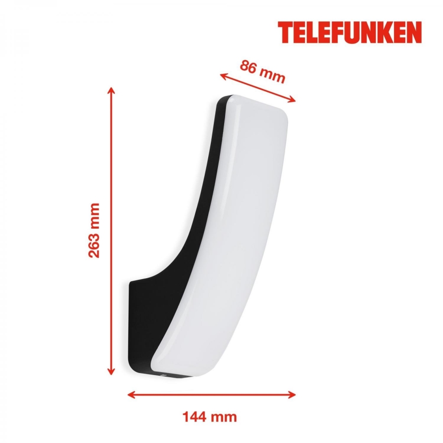 Telefunken 311605TF - Iluminação de parede exterior LED LED/15W/230V IP44 preto