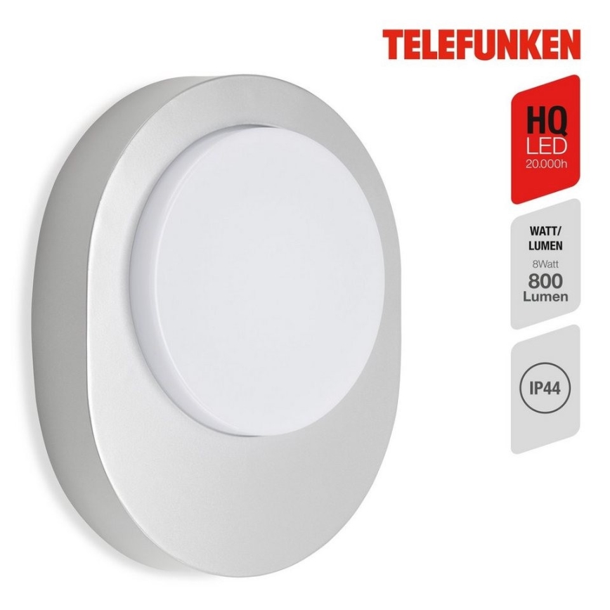 Telefunken 312004TF - Iluminação de parede exterior LED LED/8W/230V IP44 prateado