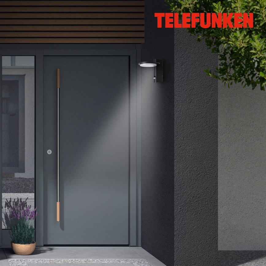 Telefunken 312505TF-LED Luminária de parede exterior com sensor LED/10W/230V IP44 preta