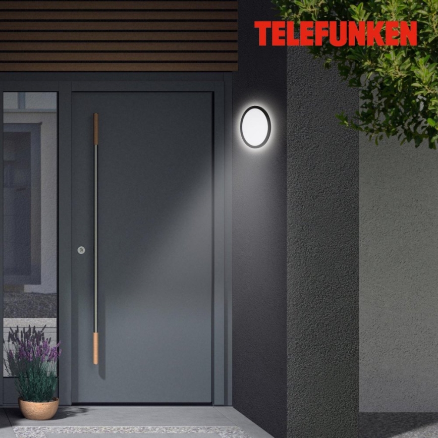 Telefunken 313405TF - Aplique de parede LED para exterior, 15W/230V, IP44, preto