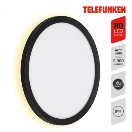 Telefunken 313405TF - Aplique de parede LED para exterior, 15W/230V, IP44, preto