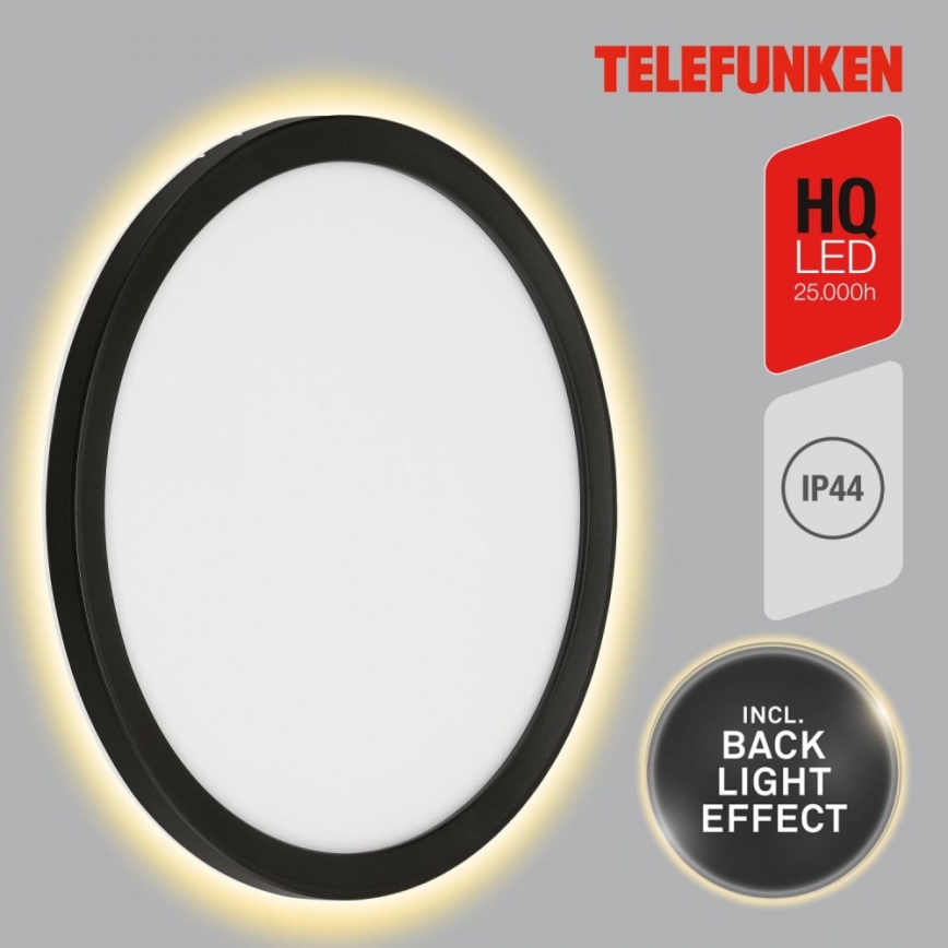 Telefunken 313405TF - Aplique de parede LED para exterior, 15W/230V, IP44, preto