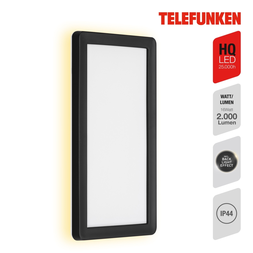 Telefunken 313605TF - Iluminação de parede exterior LED LED/16W/230V IP44 preto