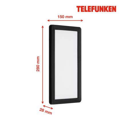 Telefunken 313605TF - Iluminação de parede exterior LED LED/16W/230V IP44 preto