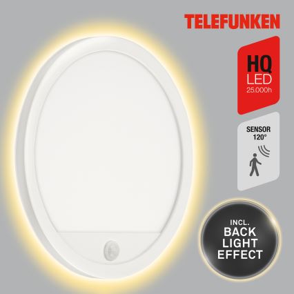 Telefunken 313706TF - LED Iluminação de parede exterior com sensor LED/15W/230V IP44 branco