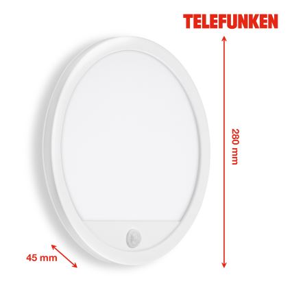 Telefunken 313706TF - LED Iluminação de parede exterior com sensor LED/15W/230V IP44 branco