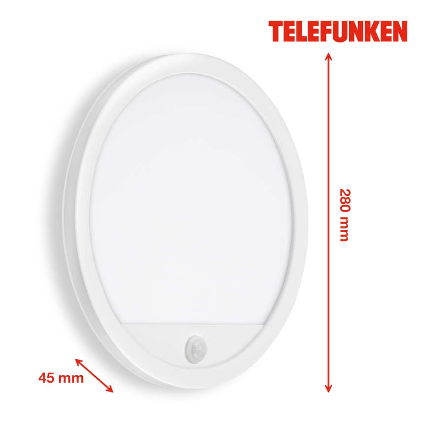 Telefunken 313706TF - LED Iluminação de parede exterior com sensor LED/15W/230V IP44 branco