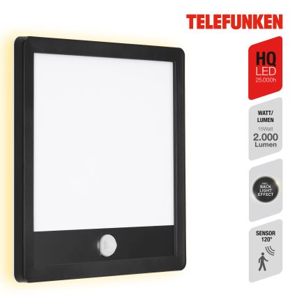 Telefunken 313805TF - Luminária de parede LED para exterior com sensor LED/15W/230V IP44
