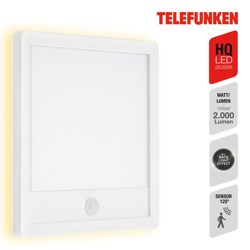 Telefunken 313806TF - Luminária de parede LED para exterior com sensor LED/15W/230V IP44