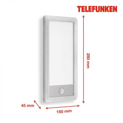 Telefunken 313904TF - LED Iluminação de parede exterior com sensor LED/16W/230V IP44