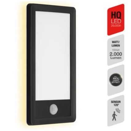 Telefunken 313905TF - Iluminação de parede exterior LED com sensor LED/16W/230V IP44