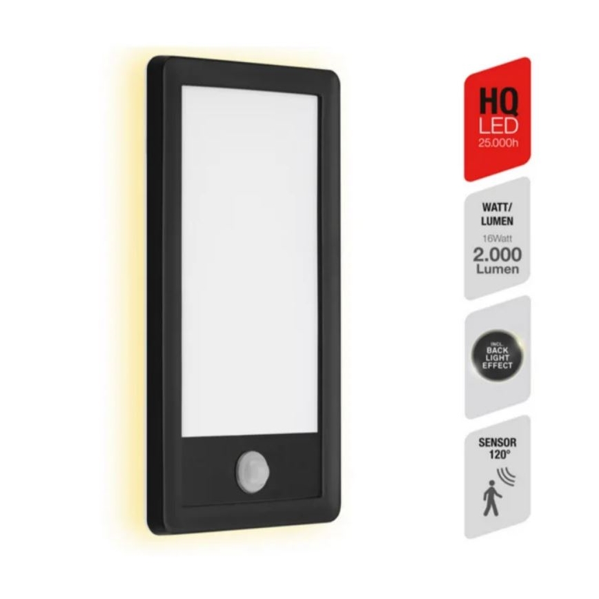 Telefunken 313905TF - Iluminação de parede exterior LED com sensor LED/16W/230V IP44