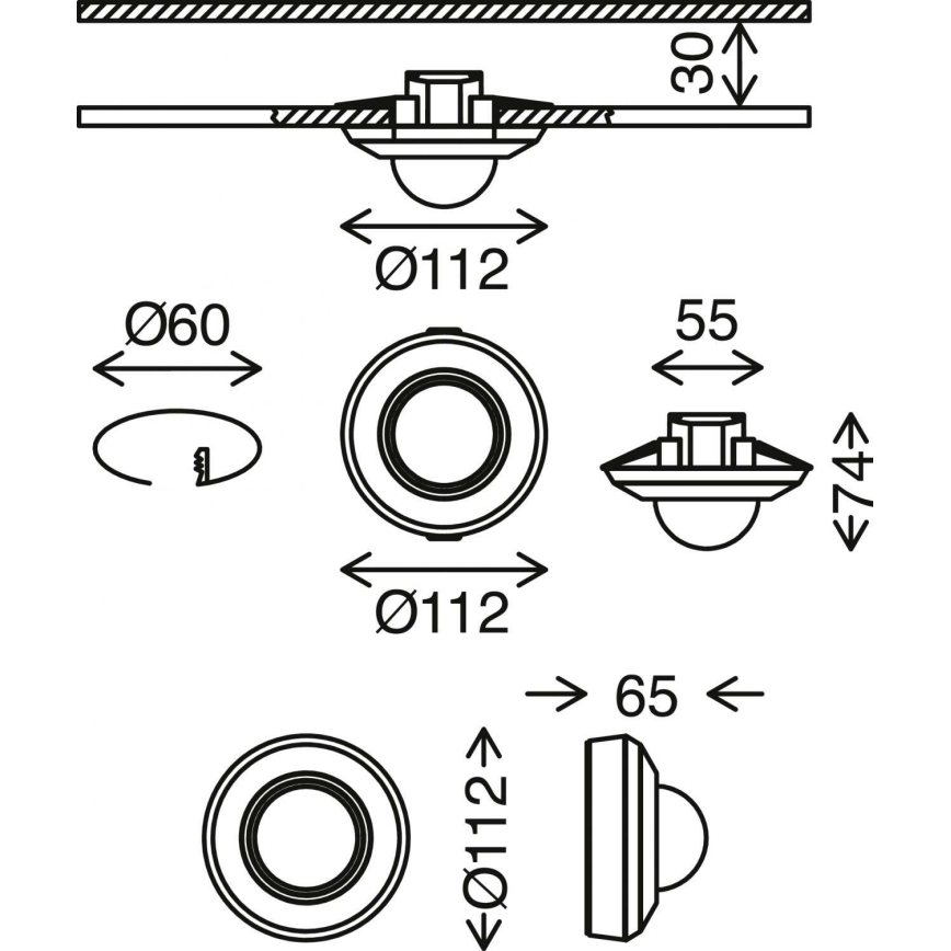 Telefunken 314705TF - Sensor de movimento exterior 360° IP44 preto