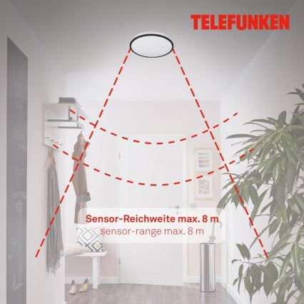 Telefunken 318305TF - Iluminação de teto para casa de banho LED com sensor LED/16W/230V IP44 diâmetro 28 cm