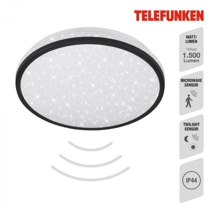 Telefunken 318305TF - Iluminação de teto para casa de banho LED com sensor LED/16W/230V IP44 diâmetro 28 cm