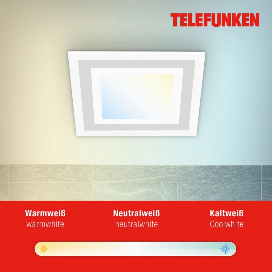 Telefunken 318706TF - Painel LED RGBW regulável LED/18W/230V 3000-6500K + comando remoto