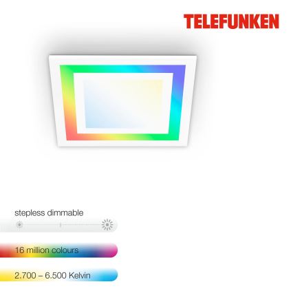 Telefunken 318706TF - Painel LED RGBW regulável LED/18W/230V 3000-6500K + comando remoto