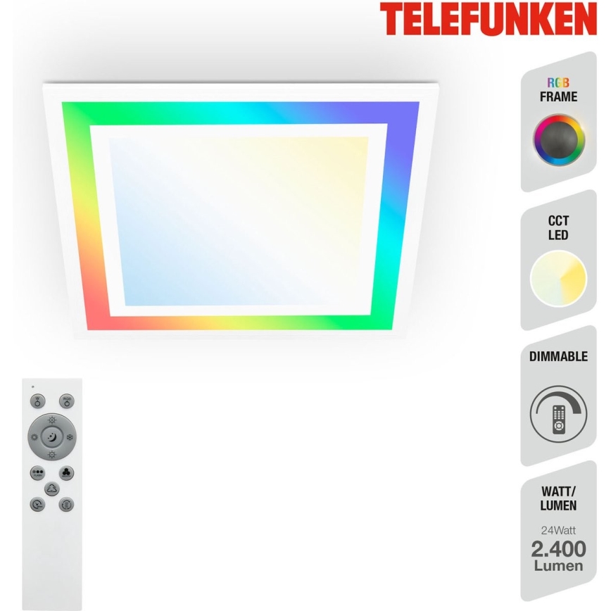 Telefunken 318806TF - Luminária de teto LED RGBW regulável LED/24W/230V 3000-6500K + controlo remoto