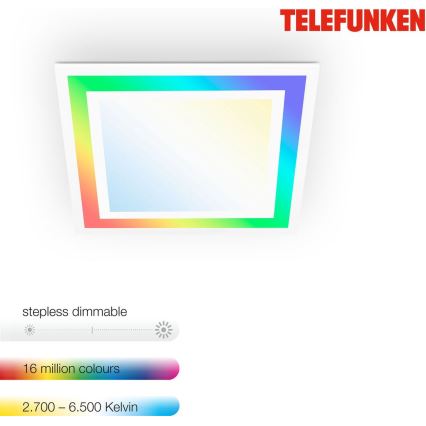 Telefunken 318806TF - Luminária de teto LED RGBW regulável LED/24W/230V 3000-6500K + controlo remoto