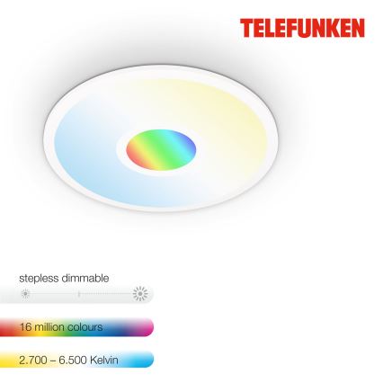 Telefunken 319306TF - LED RGBW Iluminação com regulação LED/22W/230V 2700-6500K + controlo remoto