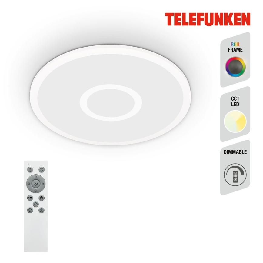 Telefunken 319306TF - LED RGBW Iluminação com regulação LED/22W/230V 2700-6500K + controlo remoto