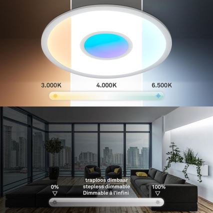 Telefunken 320104TF - Luminária de teto LED RGBW regulável LED/21W/230V 3000-6500K Ø 45 cm + controlo remoto