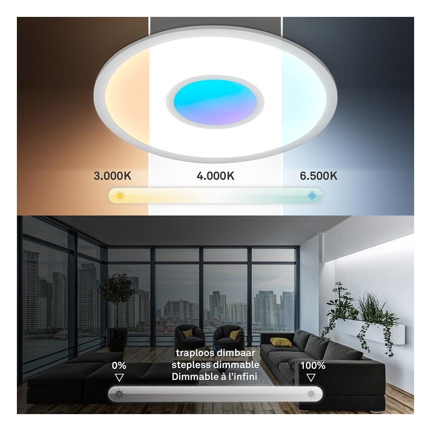 Telefunken 320104TF - Luminária de teto LED RGBW regulável LED/21W/230V 3000-6500K Ø 45 cm + controlo remoto