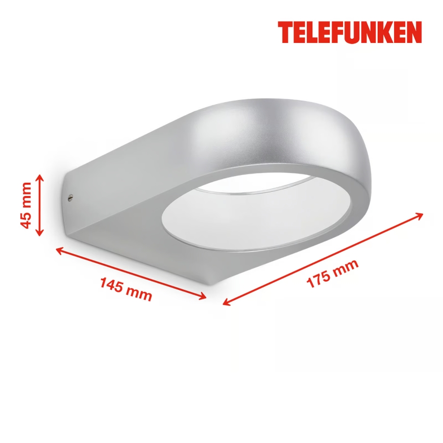 Telefunken 320204TF - Aplique de parede exterior LED/6,5W/230V IP44 cromo mate