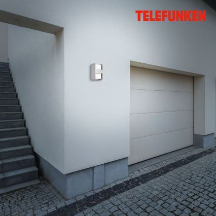 Telefunken 321004TF - Iluminação de parede exterior 1xE27/12W/230V IP44 prateado