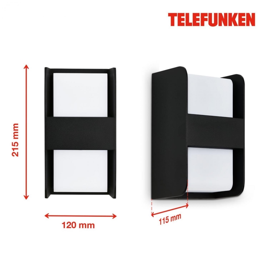 Telefunken 321005TF - Iluminação de parede exterior 1xE27/12W/230V IP44 preto