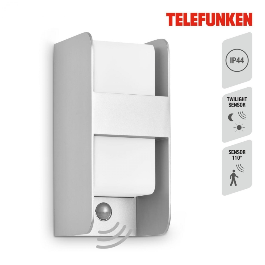Telefunken 321104TF - Iluminação de parede exterior com sensor 1xE27/12W/230V IP44 branco