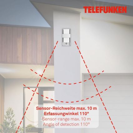 Telefunken 321104TF - Iluminação de parede exterior com sensor 1xE27/12W/230V IP44 branco