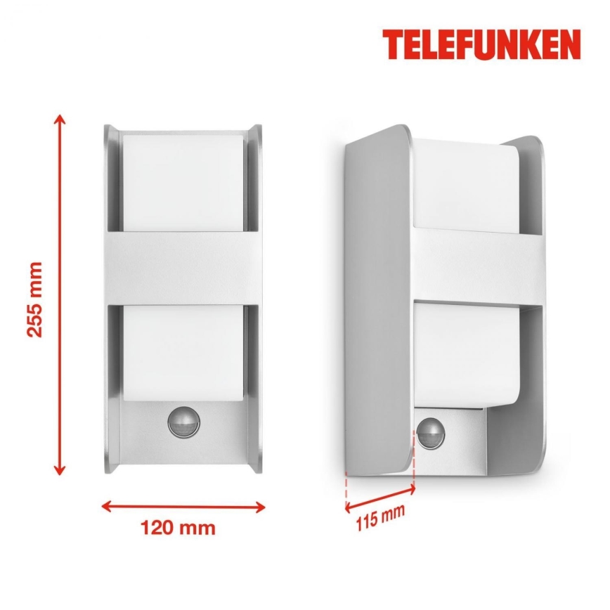 Telefunken 321104TF - Iluminação de parede exterior com sensor 1xE27/12W/230V IP44 branco